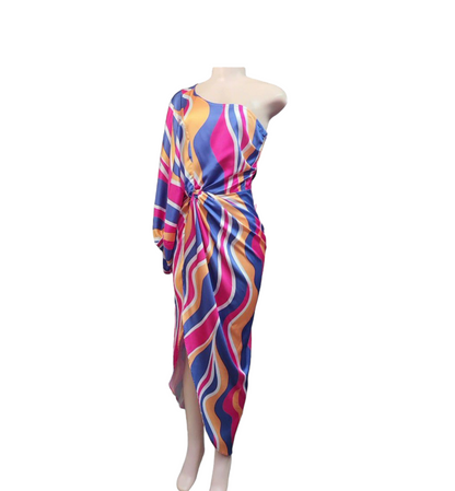 Multi color one shoulder dress